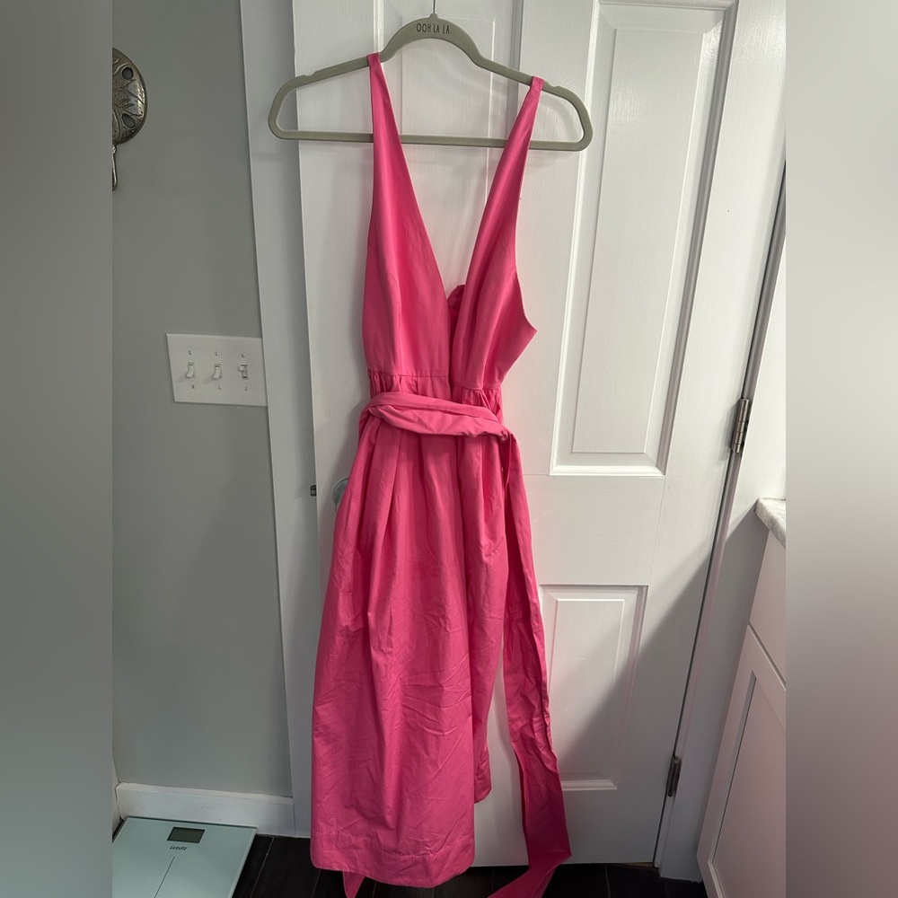 Zara Tied Poplin Dress in Fuschia